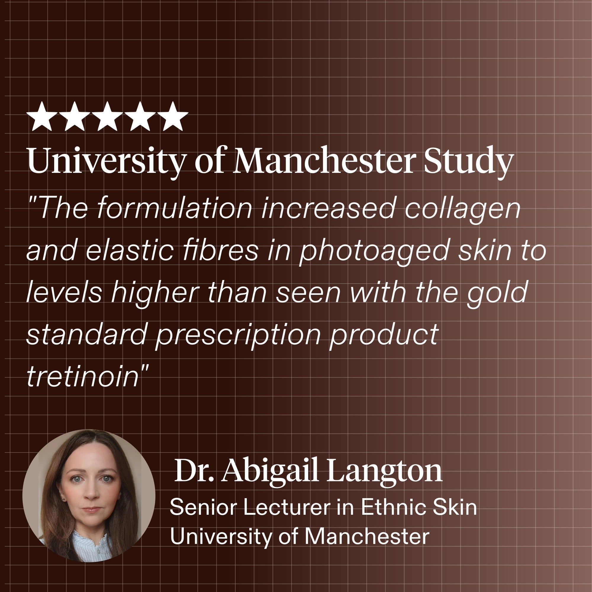 A quote about collagen and elastic fibres from University of Manchester researcher Dr. Abigail Langton